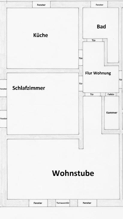 Grundriss der Erdgeschosswohnung mit eingezeichneten Zimmern